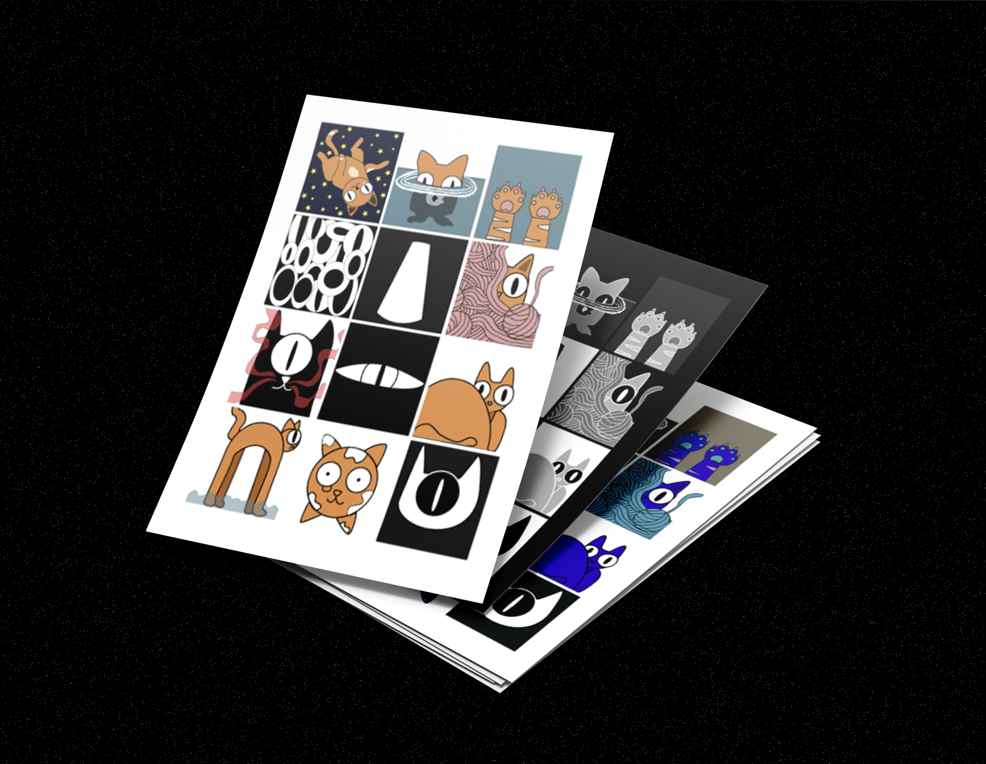 Mockup des trois cartes postales superposées
